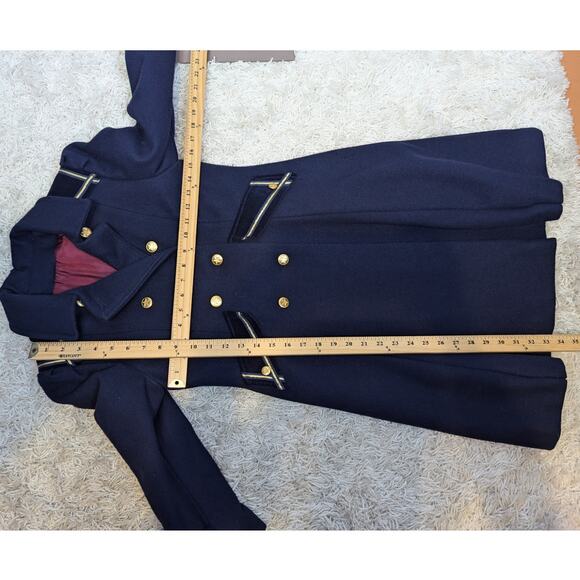 Vintage Wool Double-Breasted Nautical Theme Kids Peacoat with Hat Navy Blue L - Picture 3 of 16